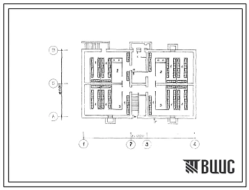 Типовой проект Б-2-240(114-52-194с) Хозяйственно-бытовые помещения под ПРУ в подвале дома 3этажного 1секционного на 12 квартир, (убежище на 240 человек, размеры убежища 21м на 12,6м, режимы вентиляции 1,2).