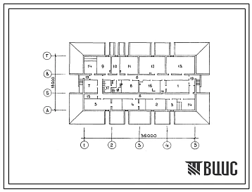 Типовой проект П-4-500-357с.13.88 Помещения общественного назначения, размещаемые в отдельно стоящем полузаглубленном сооружении, (убежище на 500 человек, размеры убежища 36м на 18,9м, режимы вентиляции 1,2,3).