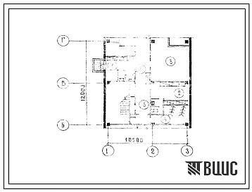 Типовой проект П-4-35(252-5-34с.86) Хозяйственно-бытовые помещения подвала станции скорой медицинской помощи для обслуживания сельского населения (убежище на 35 человек, размеры убежища 12м на 10,5м, режимы вентиляции 1,2).