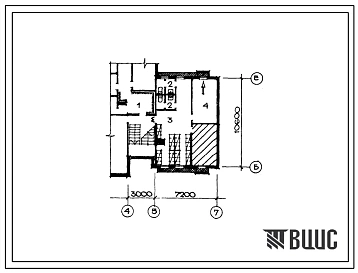 Типовой проект П-3-40(111-35-11(1)) Хозяйственно-бытовые помещения, приспосабливаемые под ПРУ, в подвале крупнопанельного 6-квартирного жилого дома, (убежище на 40 человек, размеры убежища 10,6м на 10,2м, режимы вентиляции 1,2,3).