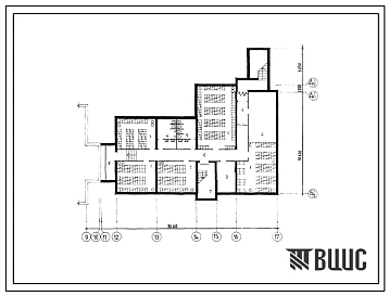 Типовой проект П-4-500(264-12-258.13.86) Хозяйственно-бытовые помещения в подвале клуба в кирпично-панельных конструкциях на 500 посетителей с залом на 400 мест, (убежище на 500 человек, размеры убежища 30,41м на 23,85м, режимы вентиляции 1,2).