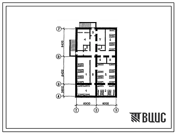 Типовой проект П-2-180(211-1-420с.13.87) Хозяйственно-бытовые помещения в подвале детских яслей-сада на 50 мест, (убежище на 180 человек, размеры убежища 20,4м на 12м, режимы вентиляции 1,2,3).