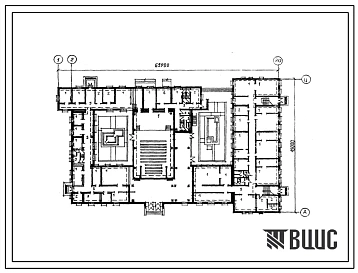 Типовой проект П-5-1856(224-5-1сп.83) Помещения 1 этажа дома пионеров и школьников на 150 посещений с залом на 200 мест (убежище на 1856 человек, размеры убежища 65,9м на 45м, режимы вентиляции 1,2).