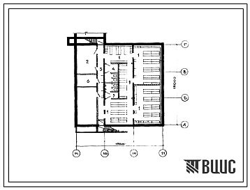 Типовой проект Б-2-373-78(161-125-34.1) Хозяйственно-бытовые помещения, в подвале блока обслуживания 5-этажного общежития на 400 мест для рабочих и служащих, (убежище на 373 человек, размеры убежища 19,2м на 18м, режимы вентиляции 1,2,3).