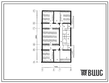 Типовой проект П-4-425(264-12-278с.87) Хозяйственно-бытовые помещения в подвале клуба (стены кирпича) на 375 посетителей (зал на 300 мест), (убежище на 425 человек, размеры убежища 29м на 15м, режимы вентиляции 1,2).