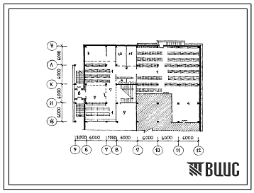 Типовой проект П-4-455(221-1-554с.87) Помещения в подвале школы на 33 класса (1266 учащихся) в конструкциях серии 1.090.1-2с, (убежище на 455 человек, размеры убежища 36м на 24м, режимы вентиляции 1,2).