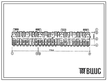 Типовой проект П-4-790(111-105-118с.13.87) Помещения общественного назначения в подвале 5-этажного 6-секционного 70-квартирного жилого дома, (убежище на 790 человек, размеры убежища 77,64м на 10,8м, режимы вентиляции 1,2).