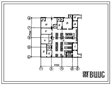 Типовой проект А-2-100(252-3-48.85) Сооружение вспомогательного назначения подпатолого-анатомическим корпусом онкологического диспансера со стационаром на 240 коек, (убежище на 100 человек, размеры убежища 24м на 21м, режимы вентиляции 1,2).