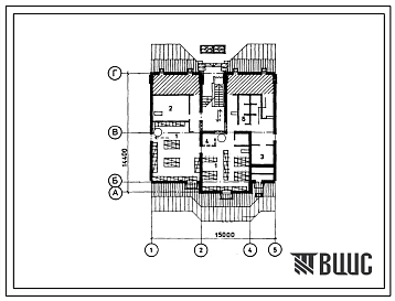 Типовой проект П-4-120(104-083.13.88) Помещения подвала двухэтажной 6 квартирной рядовой блок-секции 1-2-3, (убежище на 120 человек, размеры убежища 15м на 14,4м, режимы вентиляции 1,2,3).