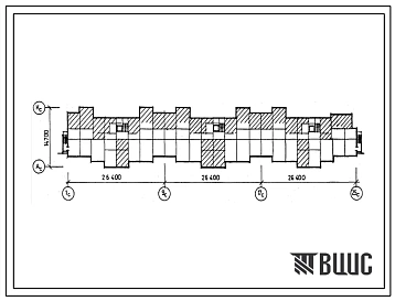 Типовой проект П-4-300(138-037с.13.86) Помещения хозяйственного назначения в подвале 108-квартирной 9-этажной угловой правой блок-секции, (убежище на 300 человек, размеры убежища 79,2м на 14,7м, режимы вентиляции 1,2).