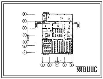 Типовой проект П-4-308(222-1-567 2с 87) Хозяйственно-бытовые помещения в подвале школы на 13 классов (489-504 учащихся) в конструкциях 1.020.1-2с, (убежище на 308 человек, размеры убежища 33м на 24м, режимы вентиляции 1,2).