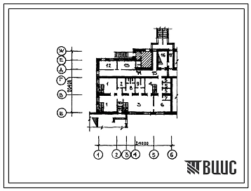 Типовой проект П-5-175(214-3-20с 85) Помещения 1 этажа дошкольного детского дома на 150 мест, (убежище на 175 человек, размеры убежища 30,4м на 24м, режимы вентиляции 1,2).