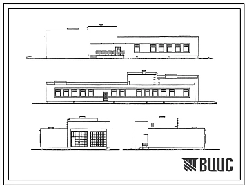 Типовой проект 224-9-175м Блок учебного гаража (стены кирпичные) на 2 автомашины.