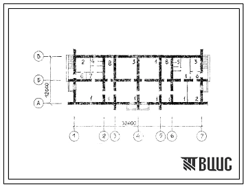 Типовой проект Б-2-395-78.286(115-34-12с.1) Хозяйственно-бытовые помещения в подвале 3этажного 18квартирного жилого дома, (убежище на 395 человек, размеры убежища 32,4м на 12м, режимы вентиляции 1,2).