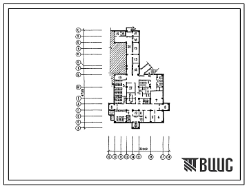 Типовой проект П-2(П-1)-208(252-07-21.88) Вспомогательные помещения хирургического корпуса на 120 коек для расширения существующих больниц в конструкциях серии 1.020-1(83), (убежище на 208 человек, размеры убежища 49,16м на 30м, режимы вентиляции 1,2).