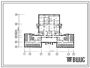Типовой проект П-4-540(224-1-482.86) Хозяйственно-бытовые помещения в подвале школы на 13 классов (489-504 учащихся) со стенами из кирпича, (убежище на 540 человек, размеры убежища 59,74м на 42,26м, режимы вентиляции 1,2).