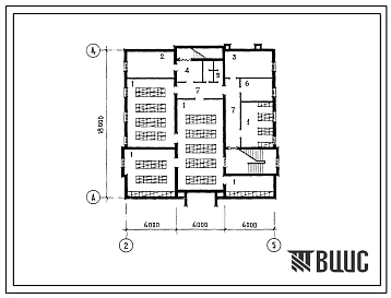 Типовой проект П-2-280(264-21-40с.84) Хозяйственно-бытовые помещения в подвале административного здания на 40 рабочих мест, (убежище на 280 человек, размеры убежища 18м на 18м, режимы вентиляции 1,2).