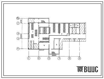 Типовой проект Б-2-225(816-9-3) Бытовые помещения в подвале блока складов емкостью 6300 тонн с административно-бытовыми и вспомогательными помещениями, (убежище на 225 человек, размеры убежища 30м на 18,1м, режимы вентиляции 1,2).