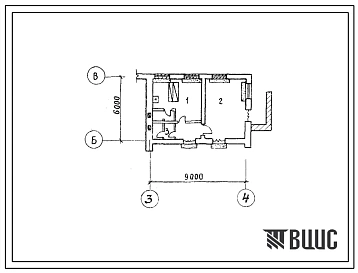 Типовой проект Б-2-10-78.291(816-1-3с) Бытовые и производственные помещения,приспосабливаемые под ПРУ, 1го этажа мастерской для пункта технического обслуживания, (убежище на 10 человек, размеры убежища 9м на 6м, режимы вентиляции 1,2).