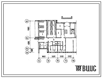 Типовой проект Б-3-100(272-18-1) Двойное использование помещений первого этажа унифицированного встроенно-пристроенного к жилым домам блока маагазина, (убежище на 100 человек, размеры убежища 13,2м на 12,3м, режимы вентиляции 1,2).