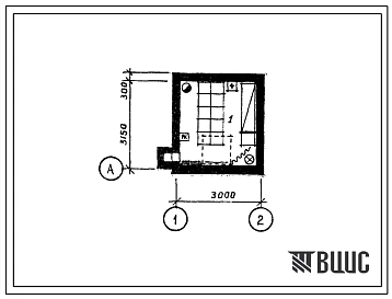 Типовой проект П-2-12(198-235-10.86) Хозяйственные помещения встроенного погреба хозяйственного сарая (ТИП П), (убежище на 12 человек, размеры убежища 3,45м на 3м, режимы вентиляции 1).