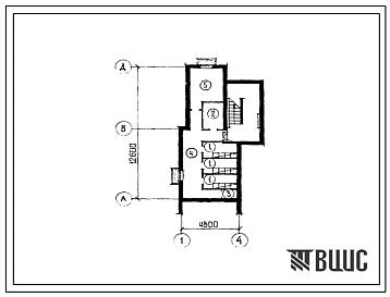 Типовой проект П-2-15(114-89-87.83) Хозяйственно-бытовые помещения в подвале 4-квартирного жилого дома (убежище на 15 человек, размеры убежища 12,6м на 4,8м, режимы вентиляции 1,2).