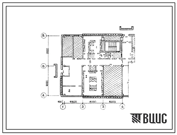 Типовой проект Б-2-80(408-20-46с) Бытовые помещения 1 этажа районной типографии мощностью 9,5 млн единиц печати в год, (убежище на 80 человек, размеры убежища 18м на 18м, режимы вентиляции 1).