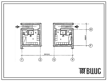 Типовой проект П-4-22(183-17-121с.13.88) Помещения хозяйственно-бытового назначения в подвале одноэтажного 2-квартирного блокированного жилого дома с 2-х комнатными квартирами, (убежище на 22 человек, размеры убежища 16м на 4,8м, режимы вентиляции 1).