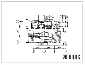 Типовой проект Б-3-90(272-20-58) Хозяйственно-бытовые помещения 1 этажа столовой на 300 мест, работающей на сырье, (убежище на 90 человек, размеры убежища 18м на 12м, режимы вентиляции 1).