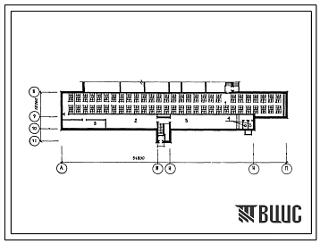 Типовой проект П-4-570(233-1-144.87) Помещения тира в подвале профтехучилища на 540 учащихся, (убежище на 570 человек, размеры убежища 54,8м на 12м, режимы вентиляции 1,2).