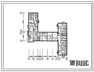Типовой проект П-2 (П-4)-898(221-1-135-368) Хозяйственно-бытовые помещения подвала средней школы на 12 классов (464 учащихся), (убежище на 898 человек, размеры убежища 52,2м на 39м, режимы вентиляции 1,2).