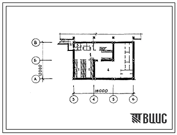 Типовой проект П-4-82(252-4-43.84) Хозяйственно-бытовые помещения подвала поликлиники на 250 посещений в смену (в конструкциях ИИС-04), (убежище на 82 человек, размеры убежища 18м на 12м, режимы вентиляции 1,2).