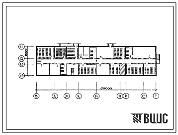 Типовой проект П-4-960(231-1-130.85) Общественные помещения подвала универсального и общественно-бытового корпусов для ПТУ, (убежище на 960 человек, размеры убежища 60м на 15м, режимы вентиляции 1,2).