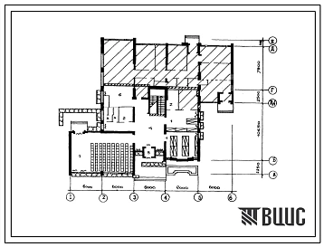 Типовой проект П-4-130(264-20-86.84) Помещения 1 этажа здания сельского совета с почтовым отделением связи и АТС, (убежище на 130 человек, размеры убежища 30м на 24,7м, режимы вентиляции 1,2).
