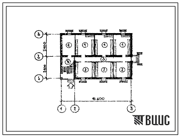Типовой проект П-5-45(123-17-147с.13.90) Подвальные помещения цокольного этажа 3-этажной блок-квартиры (левый блок) 6-комнатными квартирами, (убежище на 45 человек, размеры убежища 15,6м на 10,8м, режимы вентиляции 1).