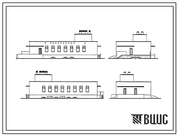 Типовой проект 254-9-57 Пищеблок районной больницы на 300 коек с поликлиникой на 800 посещений в смену. Здание одноэтажное. Стены из кирпича.