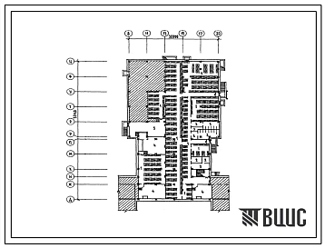 Типовой проект П-4-1800(221-1-480.86) Хозяйственно-бытовые помещения в подвале школы на 44 класса (1668-1728 учащихся), в конструкциях серии 1.090.1-1, (убежище на 1800 человек, размеры убежища 55,16м на 30м, режимы вентиляции 1,2).