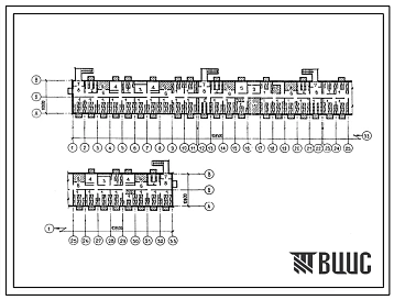 Типовой проект П-4-1312(111-105-127с.13.87) Помещения общественного назначения в подвале 5-этажного 6-секционного 80-квартирного жилого дома, (убежище на 1312 человек, размеры убежища 108,5м на 10,8м, режимы вентиляции 1,2).