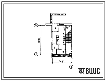 Типовой проект П-4-15(503-1-20с.83) Хозяйственно-бытовые помещения 1 этажа гаража с профилакторием на 10 автомобилей, (убежище на 15 человек, размеры убежища 6м на 3,68м, режимы вентиляции 1,2,3).