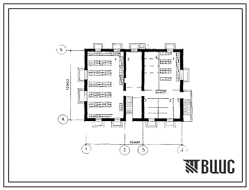 Типовой проект Б-3-200(114-52-186с) Хозяйственно-бытовые помещения в подвале дома 3этажного 1секционного на 9 квартир, (убежище на 200 человек, размеры убежища 15,6м на 12м, режимы вентиляции 1,2).