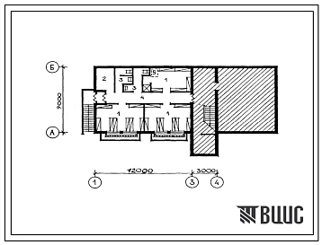 Типовой проект П-4-105(264-022-37.88) Помещения для спортивных занятий в подвале, здания отделения банка на 80 сотрудников (стены кирпичные), (убежище на 105 человек, размеры убежища 15м на 9м, режимы вентиляции 1,2).