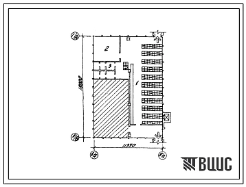 Типовой проект П-1-240(409-14-42) Хозяйственно-бытовые помещения, в подвале главного корпуса завода по ремонту автомобильных кранов и кранов на пневмоколесном ходу, (убежище на 240 человек, размеры убежища 18м на 11,35м, режимы вентиляции 1,2).