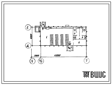 Типовой проект Б-1-120(409-14-36) Хозяйственно-бытовые помещения в подвале главного корпуса базы для технического обслуживания и ремонта простых строительных машин, (убежище на 120 человек, размеры убежища 18м на 6м, режимы вентиляции 1,2,3).