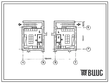 Типовой проект П-4-42(183-17-122с.13.88) помещения хозяйственно-бытового назначения в подвале одноэтажного 2-квартирного блокированного жилого дома с 3-комнатными квартирами, (убежище на 42 человек, размеры убежища 18м на 5,6м, режимы вентиляции 1).