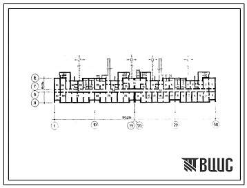 Типовой проект А-IV-950-77/159 Помещения общественного назначения в подвале 9 этажного 4 секционного жилого дома, скомпонованного из блок-секций 121-014, (убежище на 950 человек, размеры убежища 89,62м на 13,02м, режимы вентиляции 1,2).