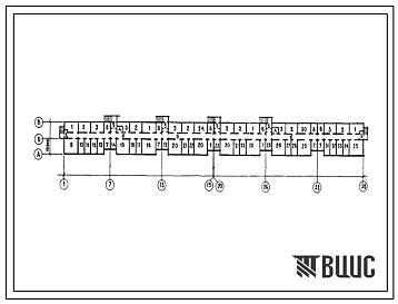 Типовой проект П-2(П-4)-1080-0332.85 Хозяйственно-бытовые помещения в подвале 9-этажного, 6 секционного жилого дома, (убежище на 1080 человек, режимы вентиляции 1,2).