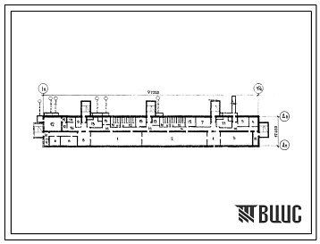 Типовой проект А-IV-1900-80/196 Помещения общественного назначения А-1У универсального типа в подвале 5-9 этажных жилых домов скомпонованных из блок-секций серии 90 и 121, (убежище на 1900 человек, размеры убежища 97,2м на 12,6м, режимы вентиляции 1,2).