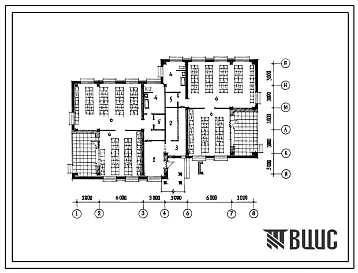 Типовой проект Б-3-300(212-1-198с) Помещения 1 этажа детских яслей-сада на 280 мест, (убежище на 300 человек, размеры убежища 24м на 15м, режимы вентиляции 1,2).