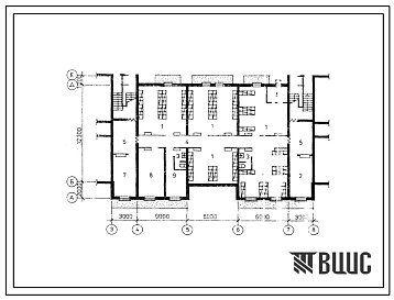 Типовой проект П-2-170(163-23-83.86) Хозяйственно-бытовые помещения в подвале общежития на 117 мест для рабочих и служащих, (убежище на 170 человек, размеры убежища 24м на 15,5м, режимы вентиляции 1,2).