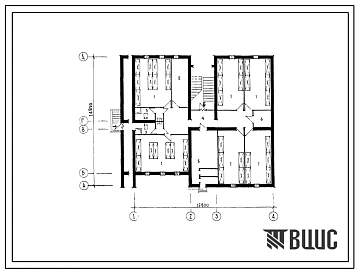 Типовой проект Б-2-160(42-0140с.1) Хозяйственно-бытовые помещения в подвале блок-секции 2-этажной 6-квартирной торцевой правой т-3б,2а,1б, (убежище на 160 человек, размеры убежища 15,8м на 14,8м, режимы вентиляции 1,2).